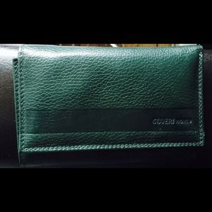 Italian leather wallet emerald green