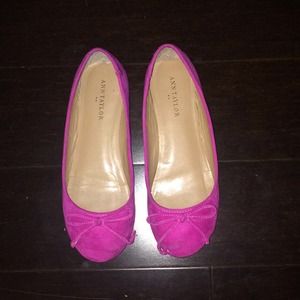 Ann Taylor Suede Fuchsia Flats