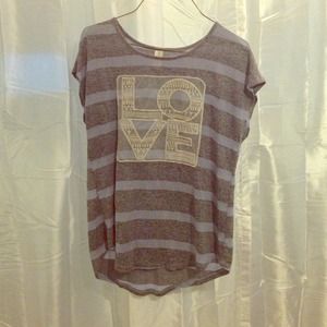 High low shirt with word LOVE on the front
