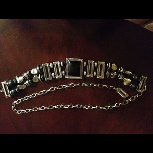 Chico's belt, black and silver