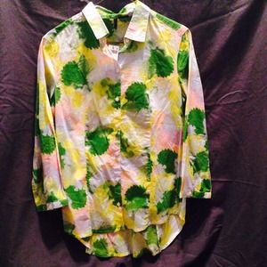 NWT Benetton Pink, Green,Yellow &White Button Down