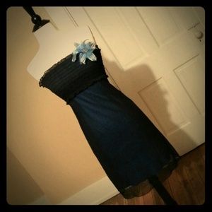 *SOLD* Black and Blue Strapless Dress