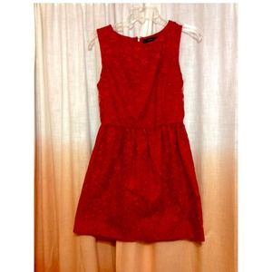 Red embroidered dress