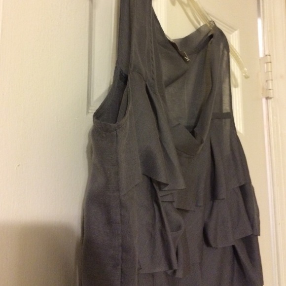 LOFT Grey Ruffle Tank with Chiffon Ruffles - Picture 2 of 4