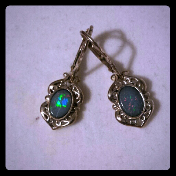 Opal earrings in sterling silver