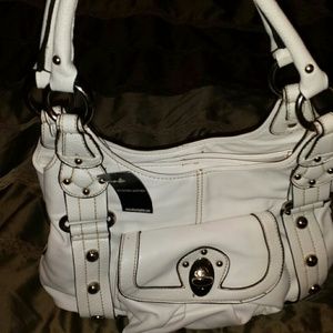 White leather bag
