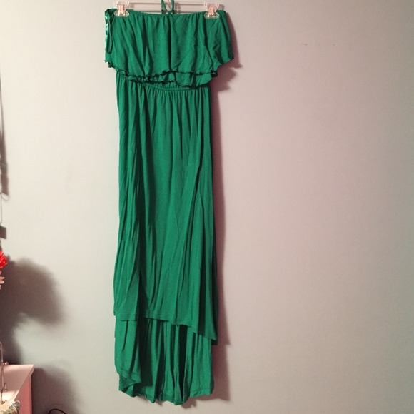 Green high to low dress