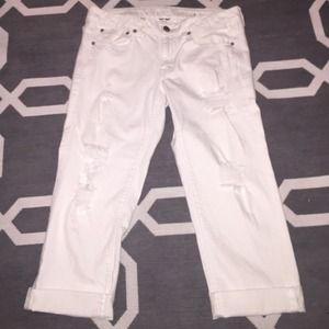 White Distressed AE Capri