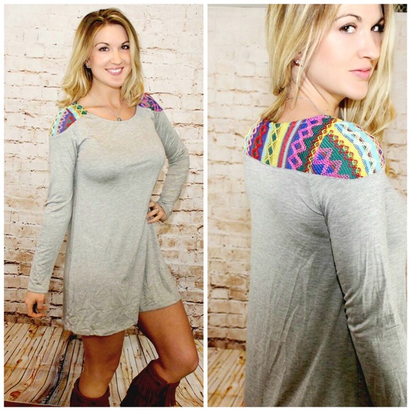 CLEARANCE 🆕 Embroidered Back/Shoulder Tunic Dress