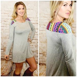 CLEARANCE 🆕 Embroidered Back/Shoulder Tunic Dress