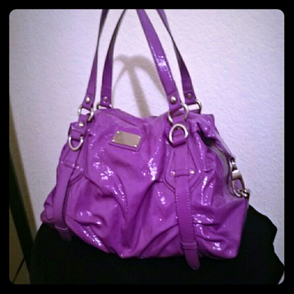 Purple handbag with silver accents