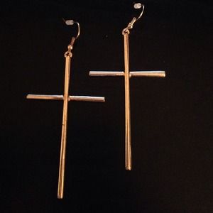 Large gold cross earrings