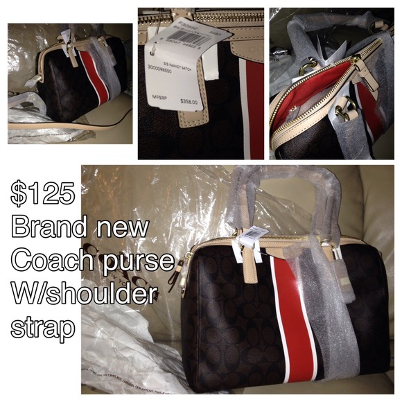 10% off sale- Coach signature stripe satchel, NWT