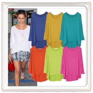 ❗️BACK IN STOCK❗️Colorful High-Low Cotton Tops