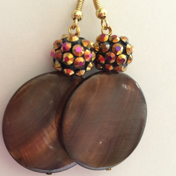 Brown Mother of Pearl Shell Handmade Earrings