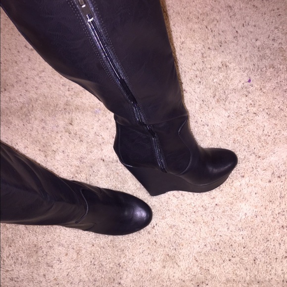 Knee high wedge boots