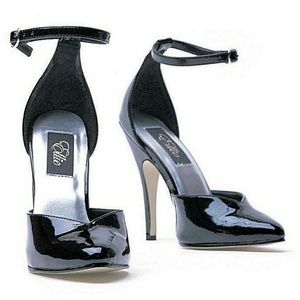 D,orsay Black Patent Ankle strap Pumps