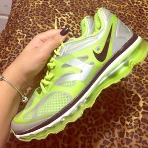 Bright lime green Nike air max sneakers