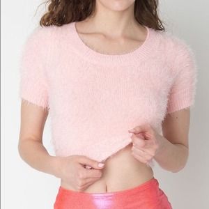 American Apparel Pink Fuzzy Crop Tee