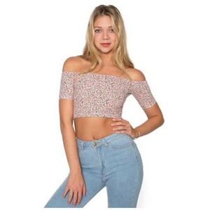 American Apparel Floral Off-Shoulder Crop Top