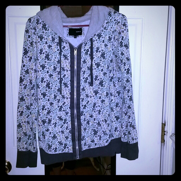 Floral Print Zip Up Sweatshirt - Picture 1 of 4