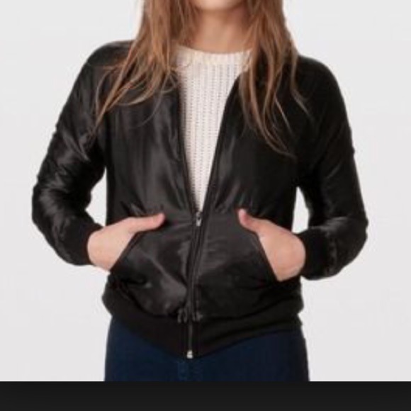 An American Apparel satin bomber jacket.