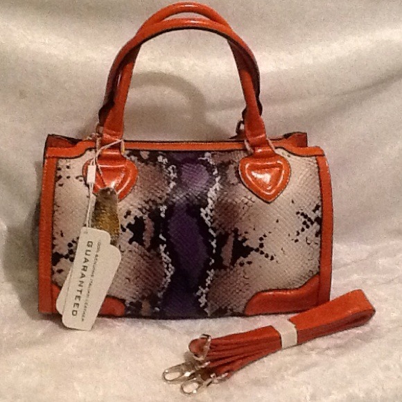 ITALIAN LEATHER HANDBAG - ORG/PURPLE