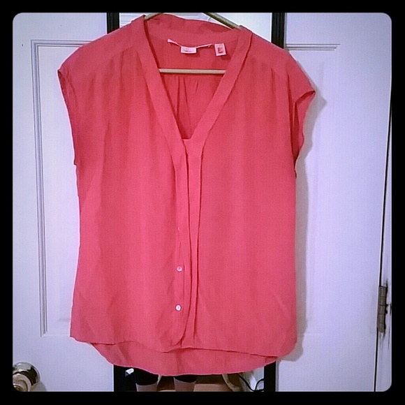Coral 100% Silk Blouse - Picture 1 of 4