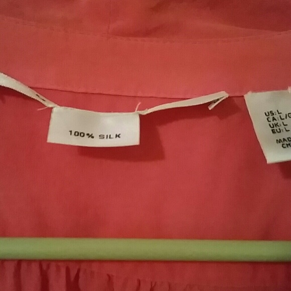 Coral 100% Silk Blouse - Picture 2 of 4