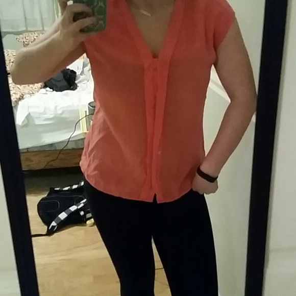 Coral 100% Silk Blouse - Picture 4 of 4