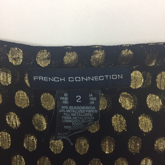 Blue & Gold French Connection Polka Dot Silk Babydoll Top - Picture 4 of 4