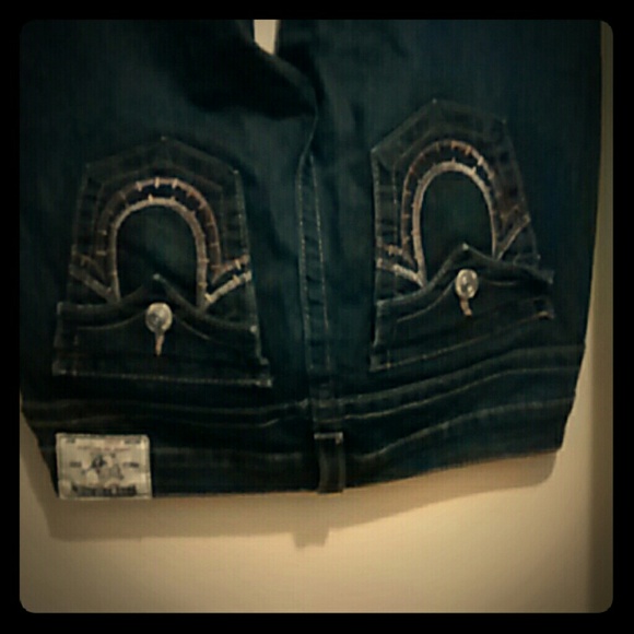 Blue denim true religion jeans.