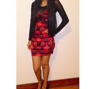 Abstract Mesh Cut-Out Dress