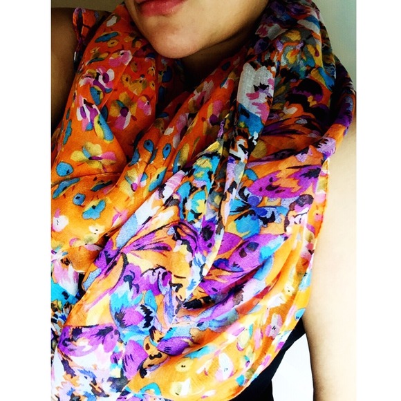 Accessories - Orange spring floral scarf