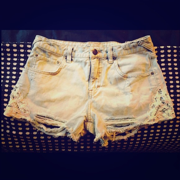 Free People distressed denim shorts
