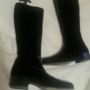 Prada black velvet boots