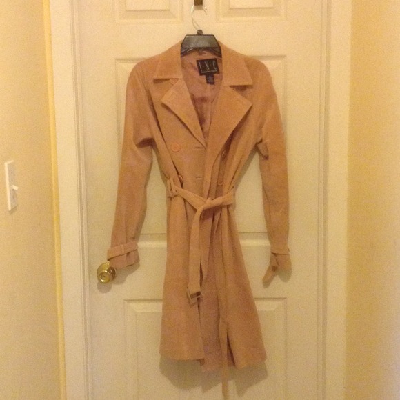 Pink suede trench coat