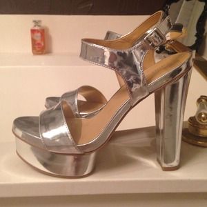 Silver platform w chunky heel... Really comfy