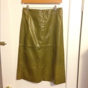 Olive Green Leather Skirt