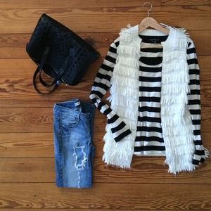 Rampage | Cream Shag Vest | Small