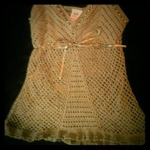 Sage Green Crochet over light Underlay Tank