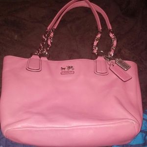 Chelsea leather tote pink.