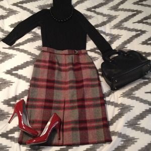 Amazing Vintage Wool Plaid Pencil Skirt