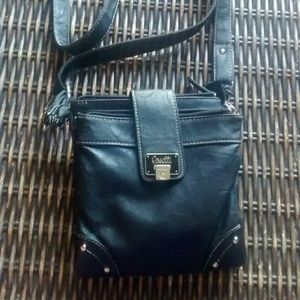 Black leather styled small cross body purse