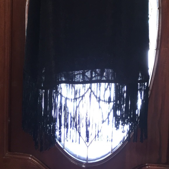 Sleeveless Black Dress with Fringe - Picture 2 of 2