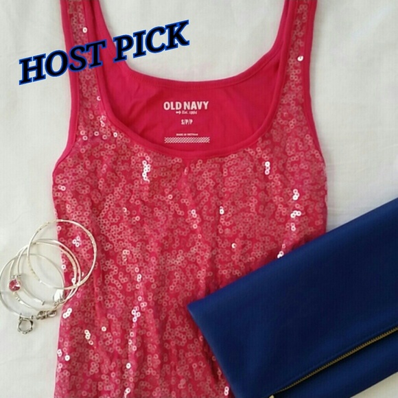 ☆Host Pick☆ NWOT Pink Sequin Tank Top - Picture 1 of 4