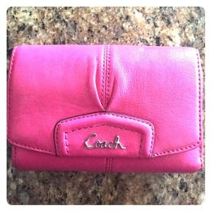 Authentic hot pink Coach trifold wallet