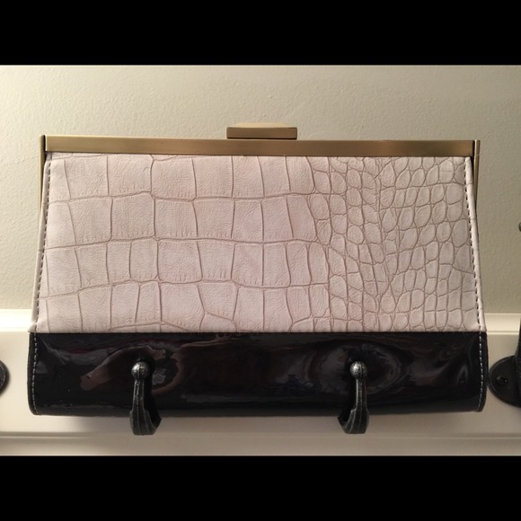 Snakeskin print clutch
