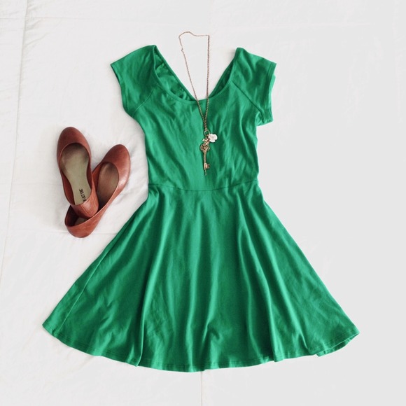 Green skater dress