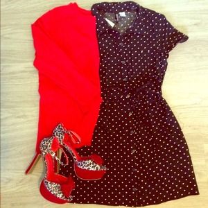 Black & Polka Dot Heart Shirt Dress